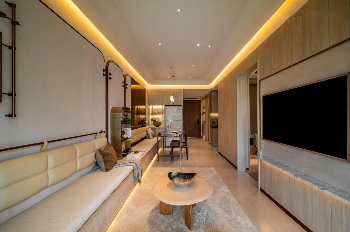 Khu vực sinh hoạt chung trong căn hộ mẫu