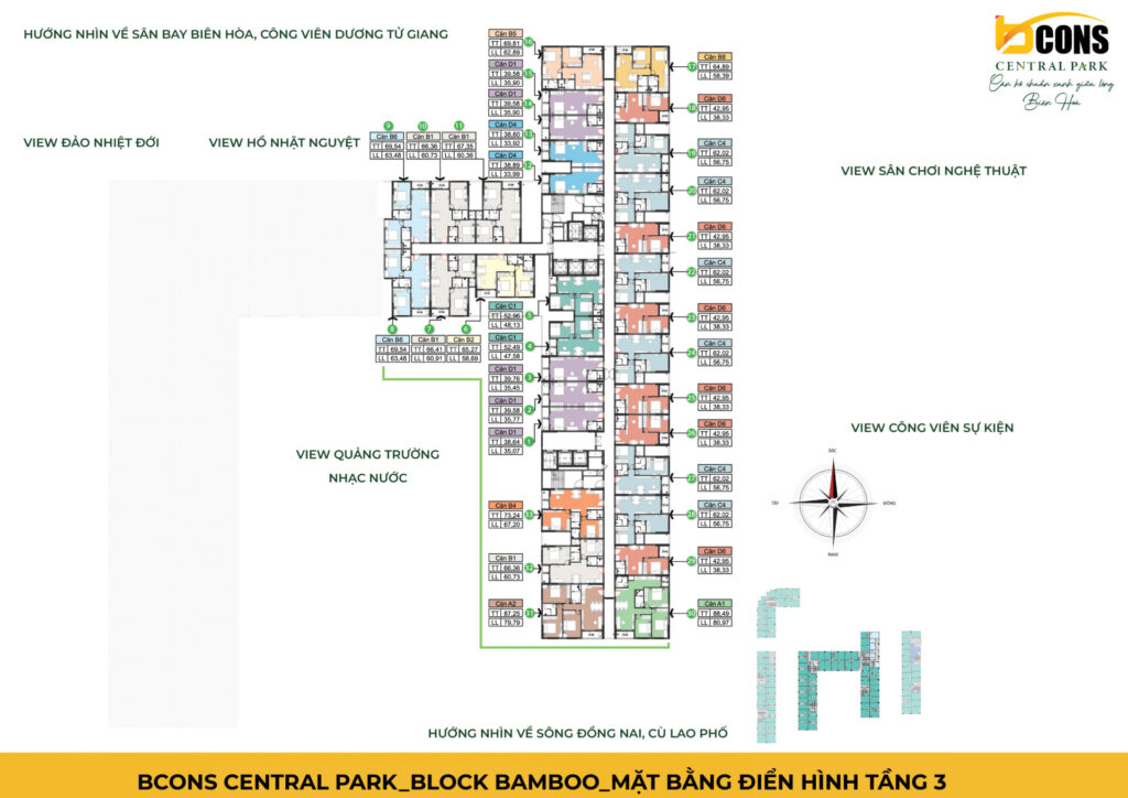 BCONS CENTRAL PARK_BLOCK BAMBOO_MẶT BẰNG ĐIỂN HÌNH TẦNG 3